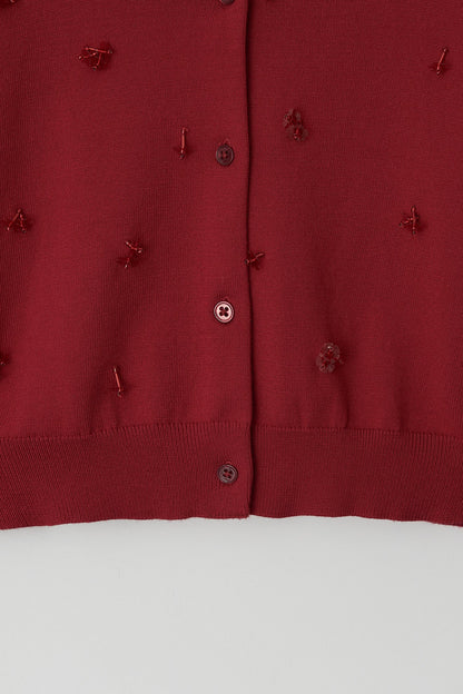 Atelier Edition | Beaded Cardigan in Crimson Red