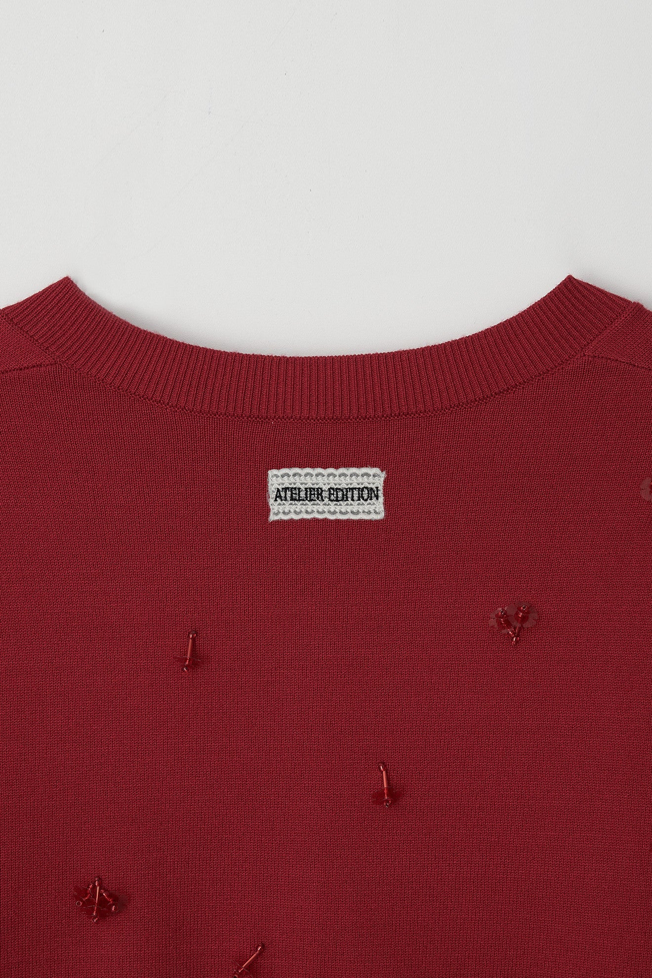 Atelier Edition | Beaded Cardigan in Crimson Red