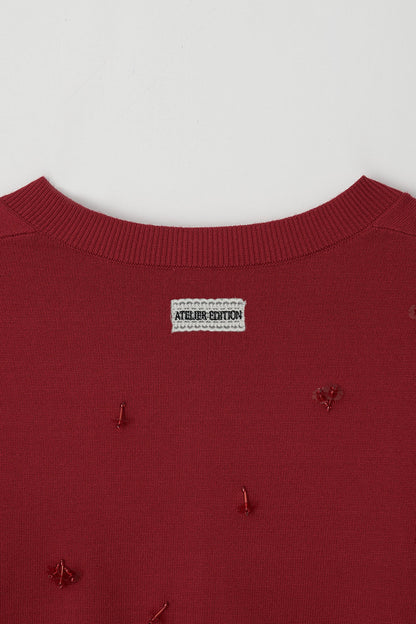 Atelier Edition | Beaded Cardigan in Crimson Red