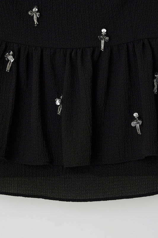 Blouse Embellish Top Black