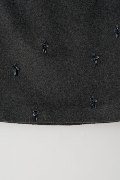 Skirt Aw24sk61 Flower Embe Mini Dark-Gray