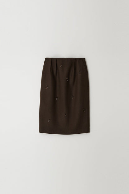 Skirt Aw24sk38 Flower Embe Pin Brown