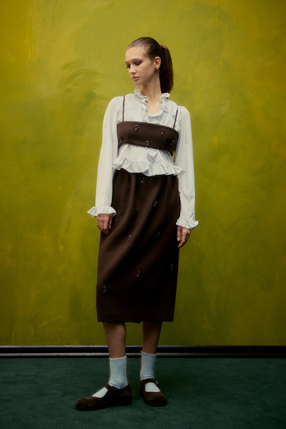 Skirt Aw24sk38 Flower Embe Pin Brown
