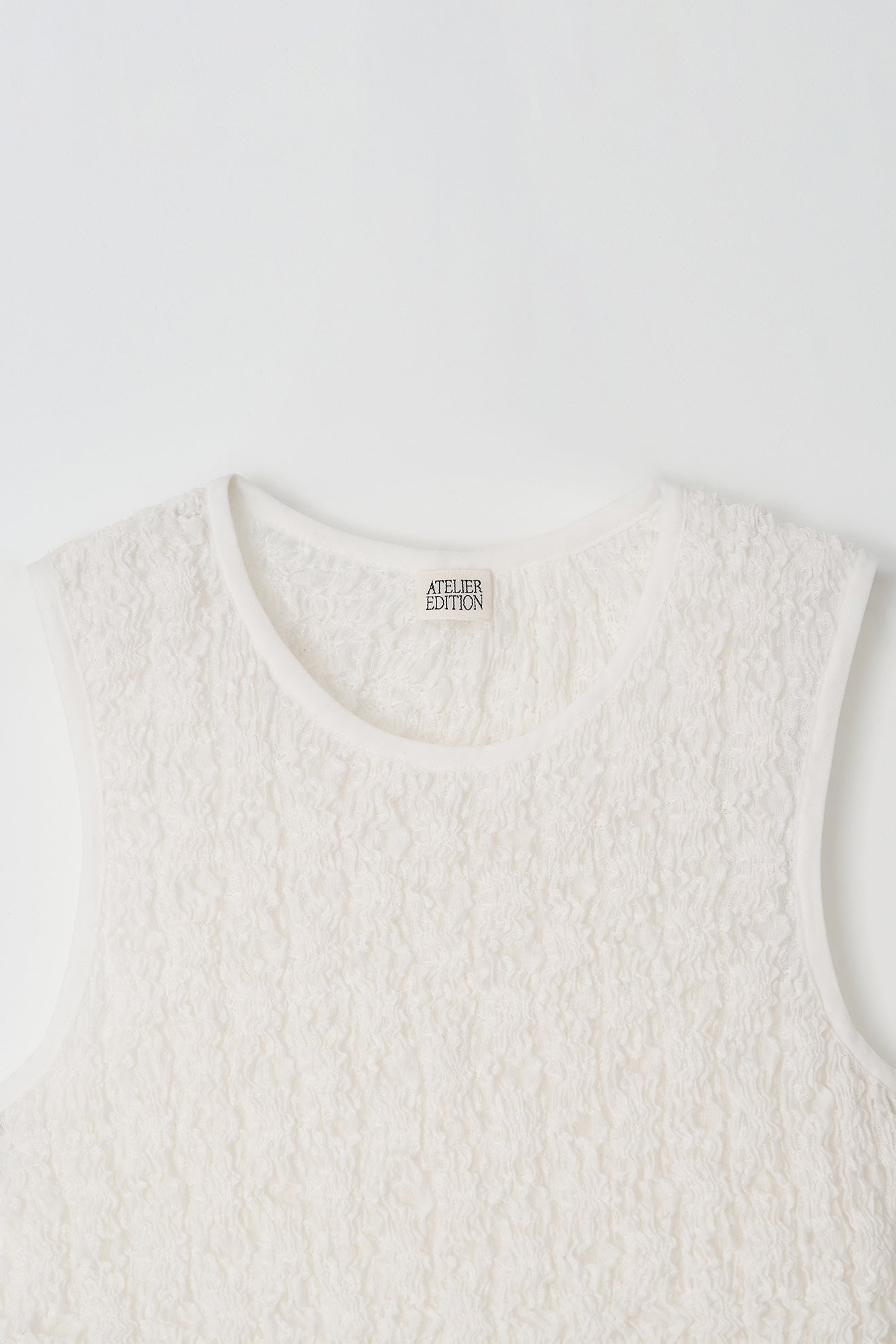 Atelier Edition | Wrinkle Blouse in White - Sculptural Crinkle Top