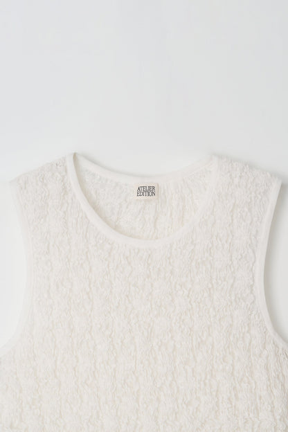 Atelier Edition | Wrinkle Blouse in White - Sculptural Crinkle Top