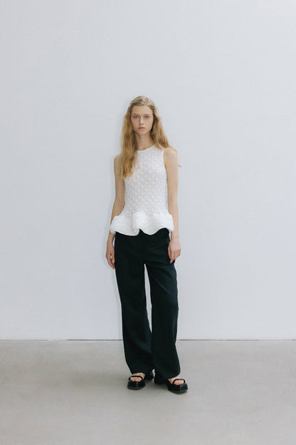 Atelier Edition | Wrinkle Blouse in White - Sculptural Crinkle Top