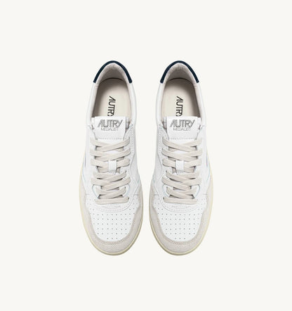 Autry | Medalist Low Ls Sneaker - White & Beige Suede White-Black