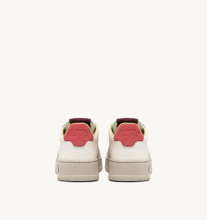 Autry | Medalist Low Sneaker - Pebbled White Leather with Suede Rose-Snd