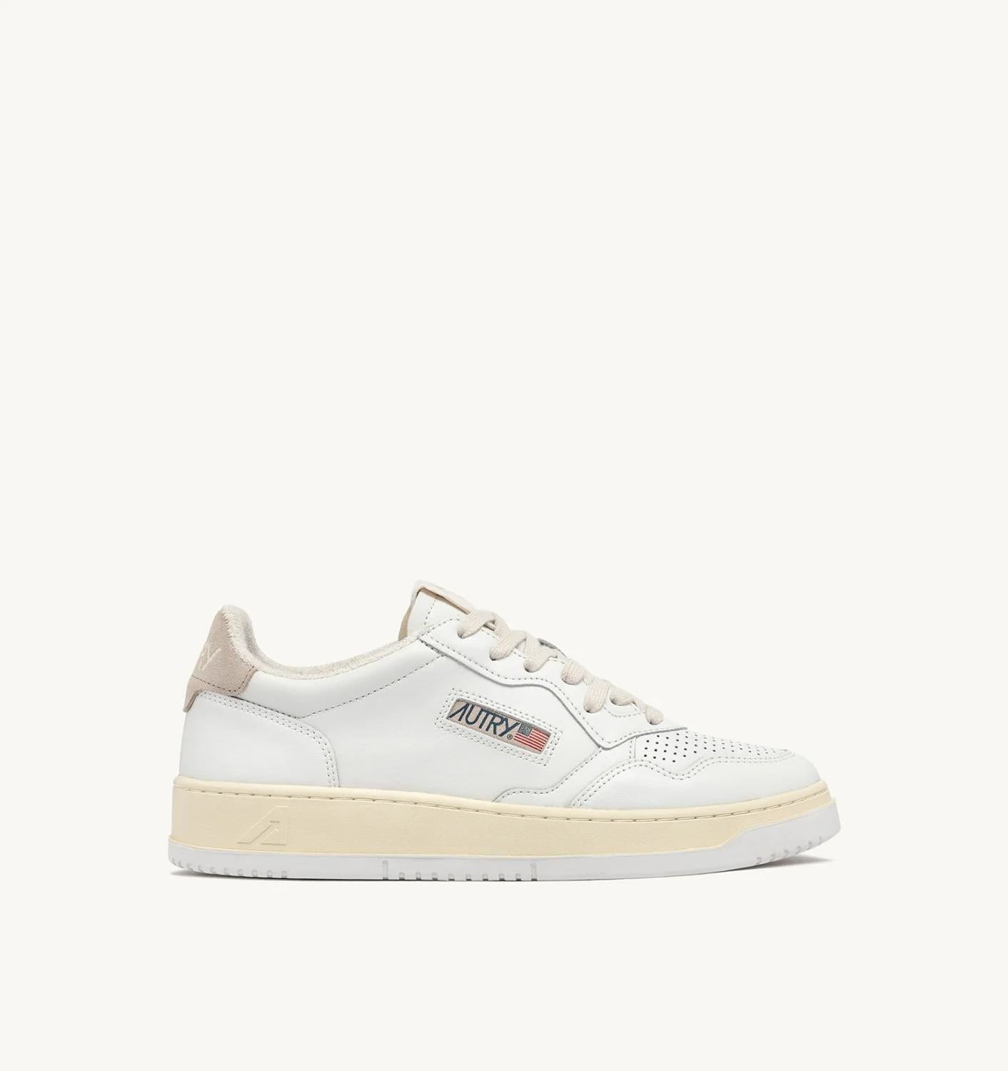 Autry | Medalist Low Sneaker - White & Ivory Leather White-Ivory