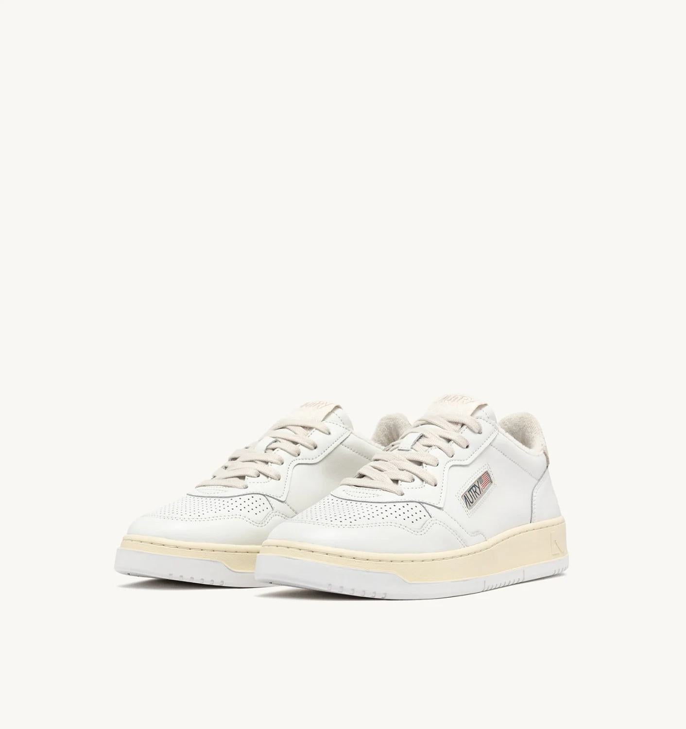 Autry | Medalist Low Sneaker - White & Ivory Leather White-Ivory