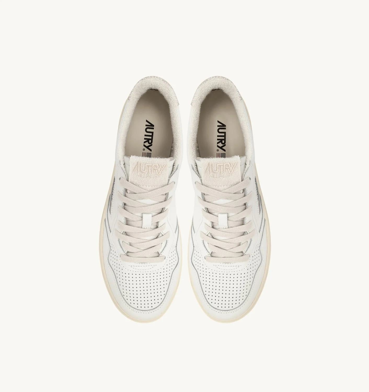 Autry | Medalist Low Sneaker - White & Ivory Leather White-Ivory