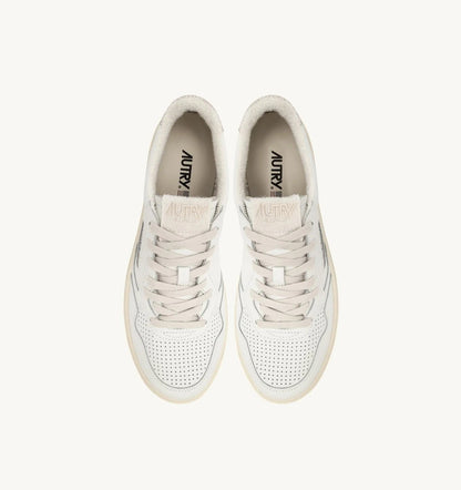 Autry | Medalist Low Sneaker - White & Ivory Leather White-Ivory