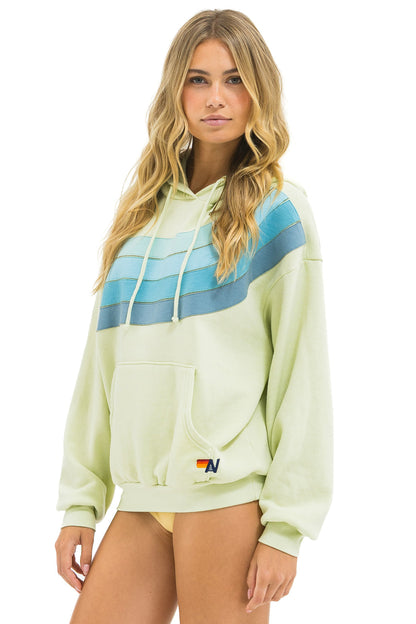 Aviator Nation | Wave Stripe Pullover Hoodie - Lime-Cream-Seafoam