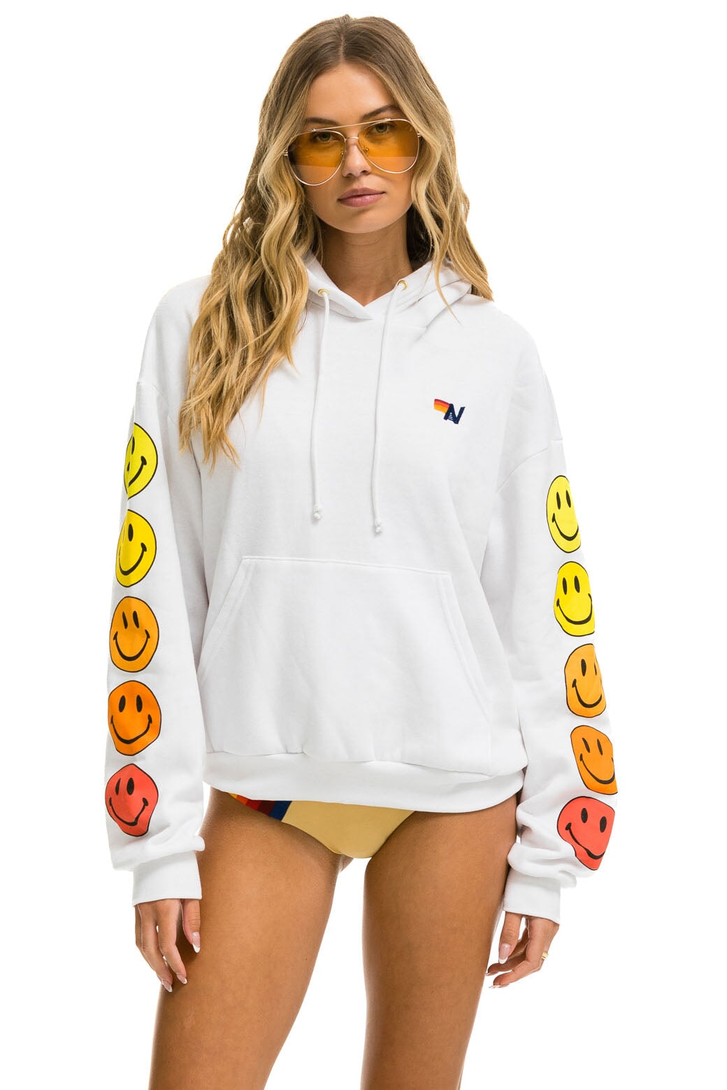 Aviator Nation | Smiley Sunset Hoodie - Broken-In Tri-Blend White