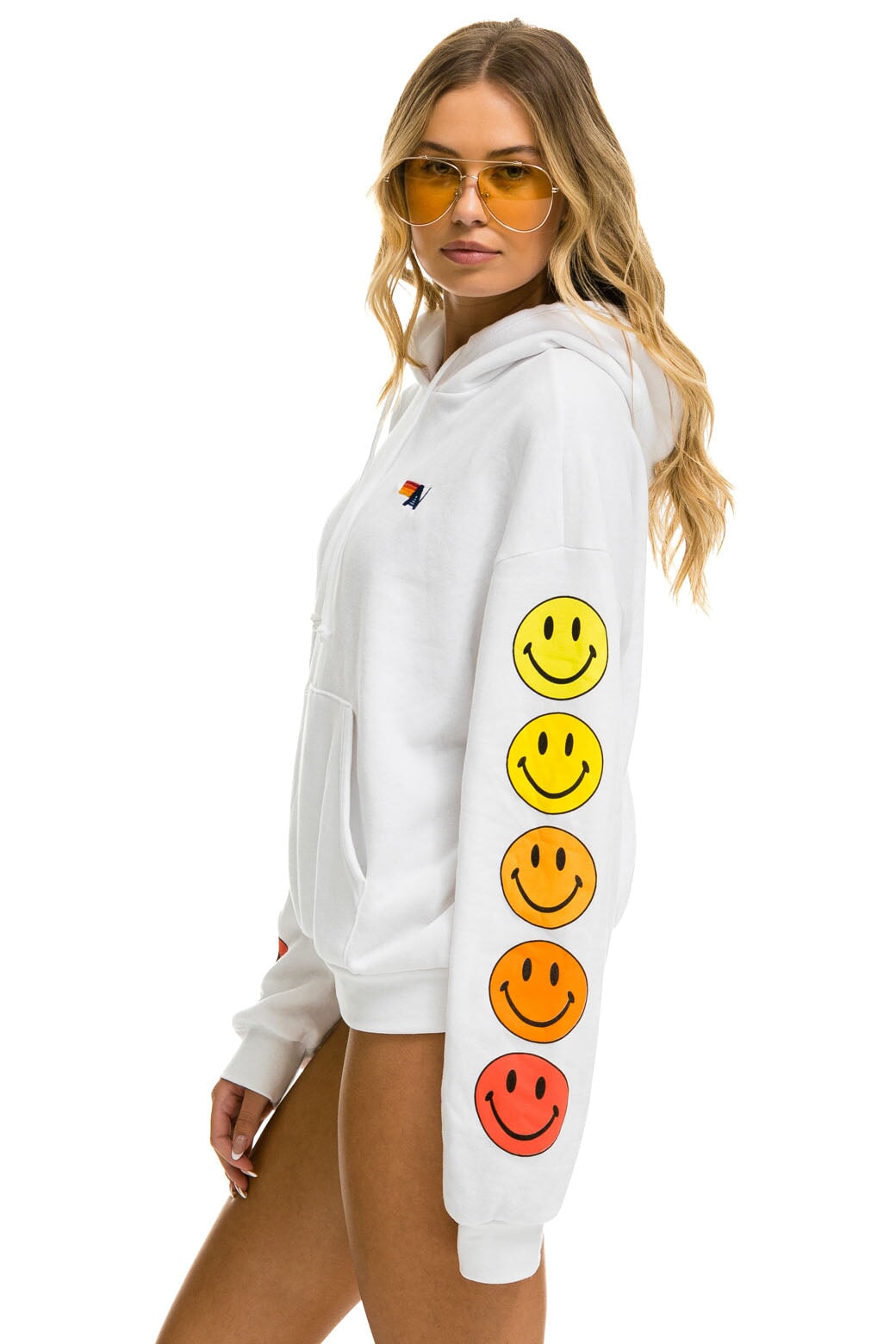 Aviator Nation | Smiley Sunset Hoodie - Broken-In Tri-Blend White