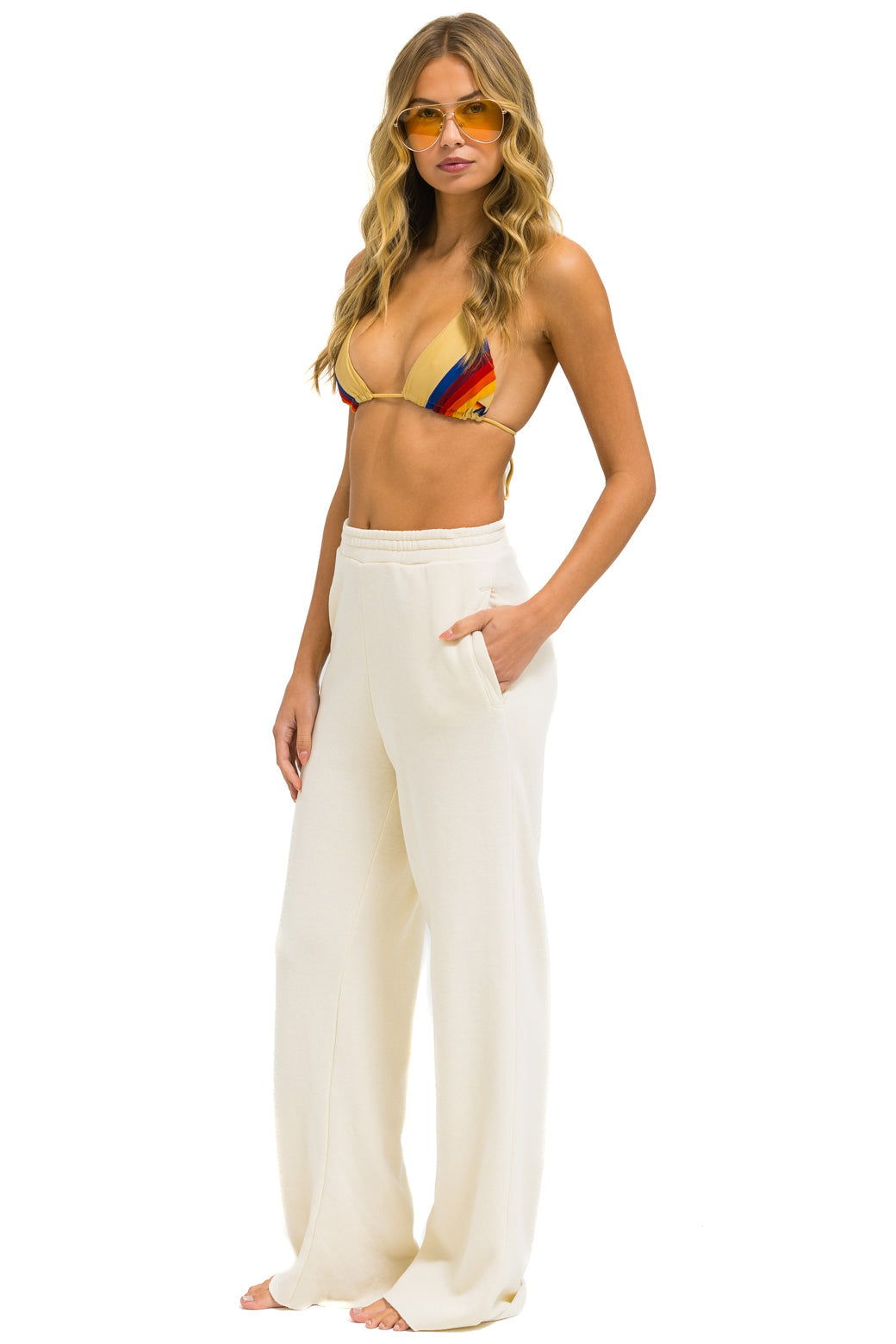Aviator Nation | Wide Leg Sweatpant in Vintage-White