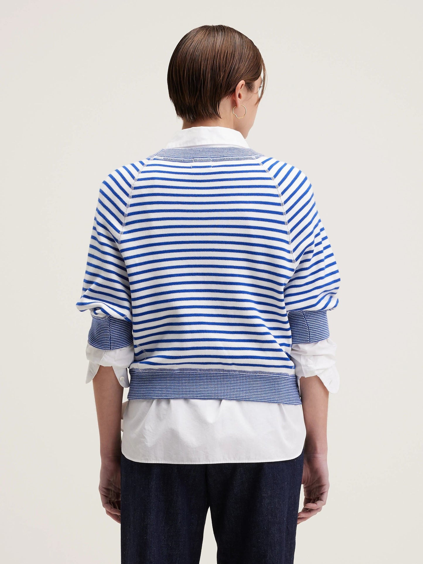 Bellerose | Oversized Cotton Crewneck Sweater - Crimson Red Stripe-A