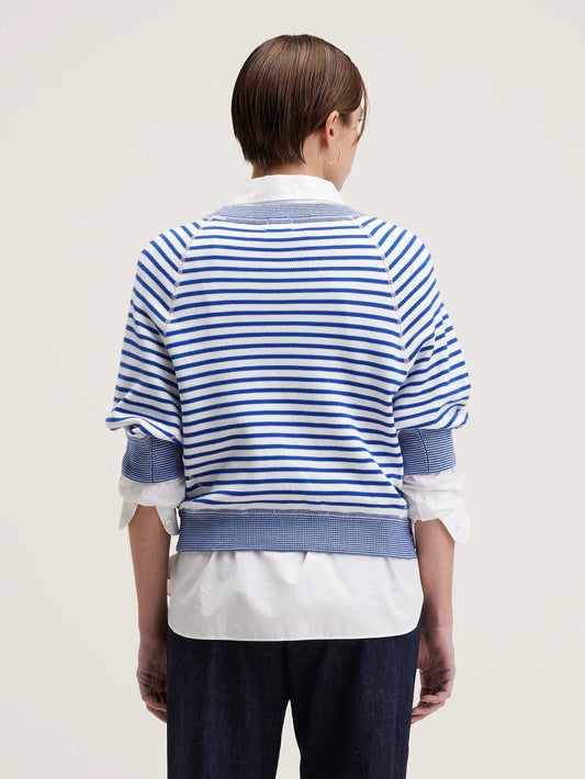 Bellerose | Oversized Cotton Crewneck Sweater - Crimson Red Stripe-A
