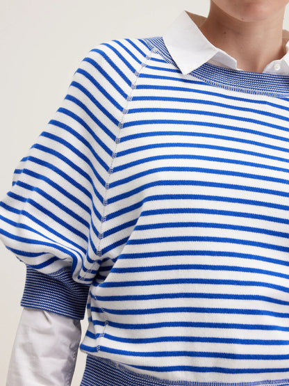 Bellerose | Oversized Cotton Crewneck Sweater - Crimson Red Stripe-A