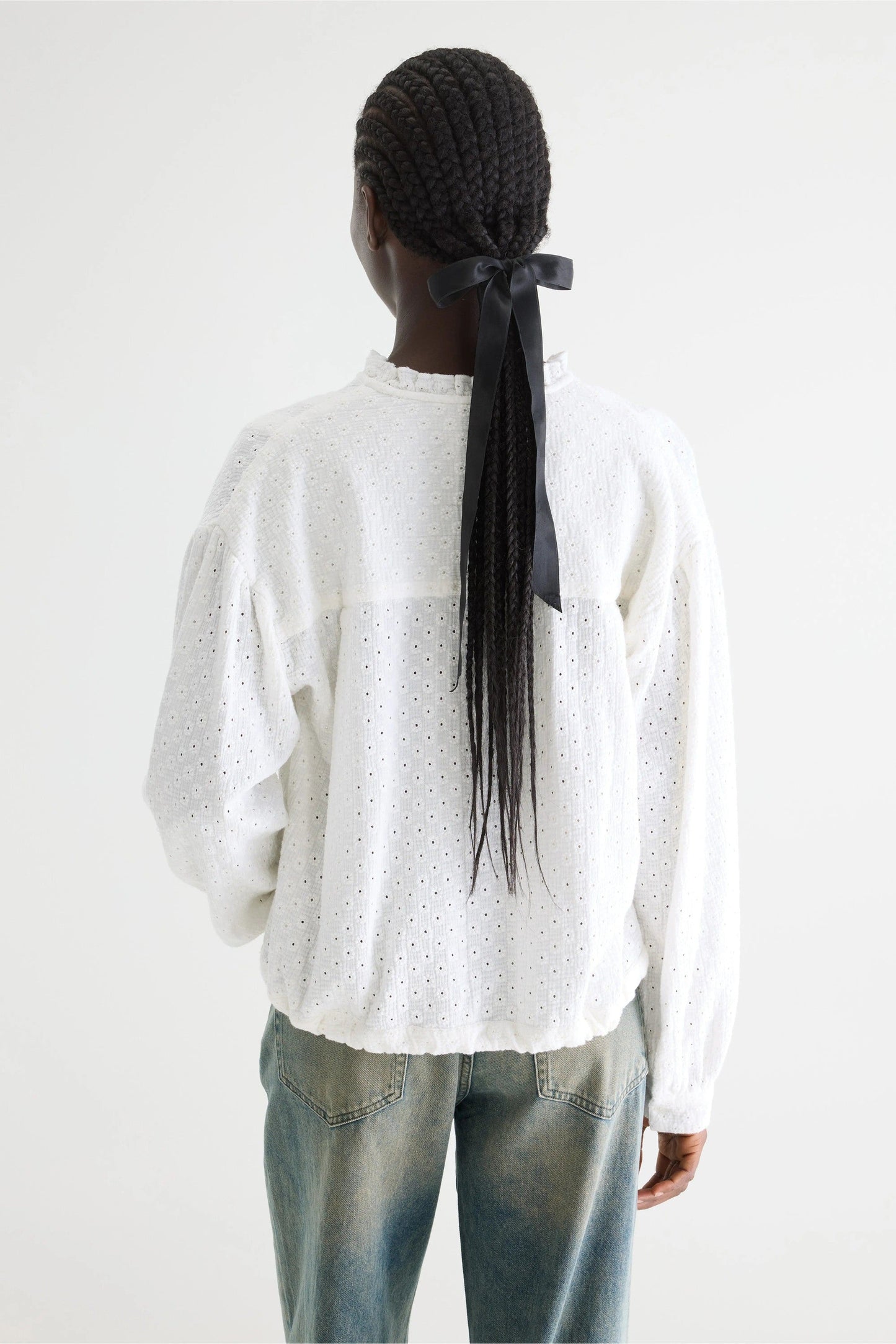 Women's Blouse Embroidered 100% Supima Cotton - White Natural