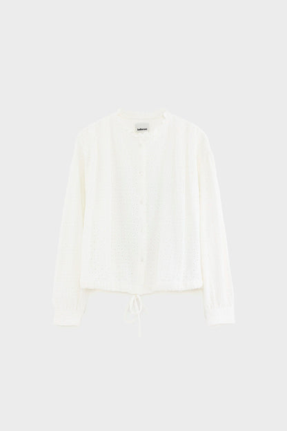 Women's Blouse Embroidered 100% Supima Cotton - White Natural