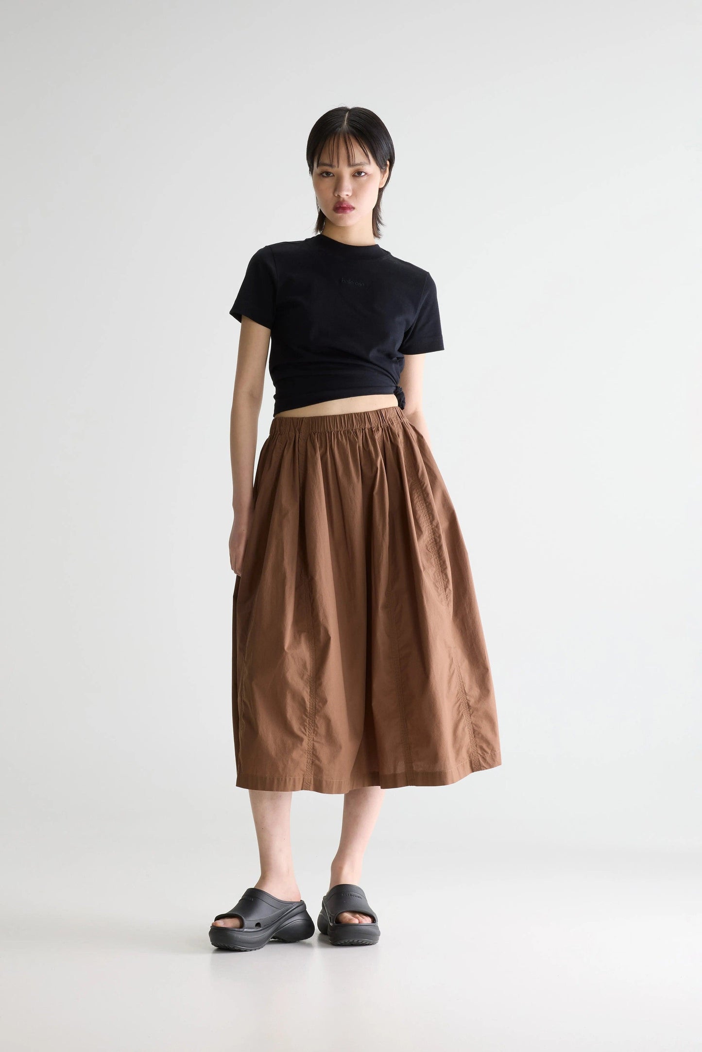 BELLEROSE | Cinley Midi Skirt in Lightweight Cotton - Chocolate