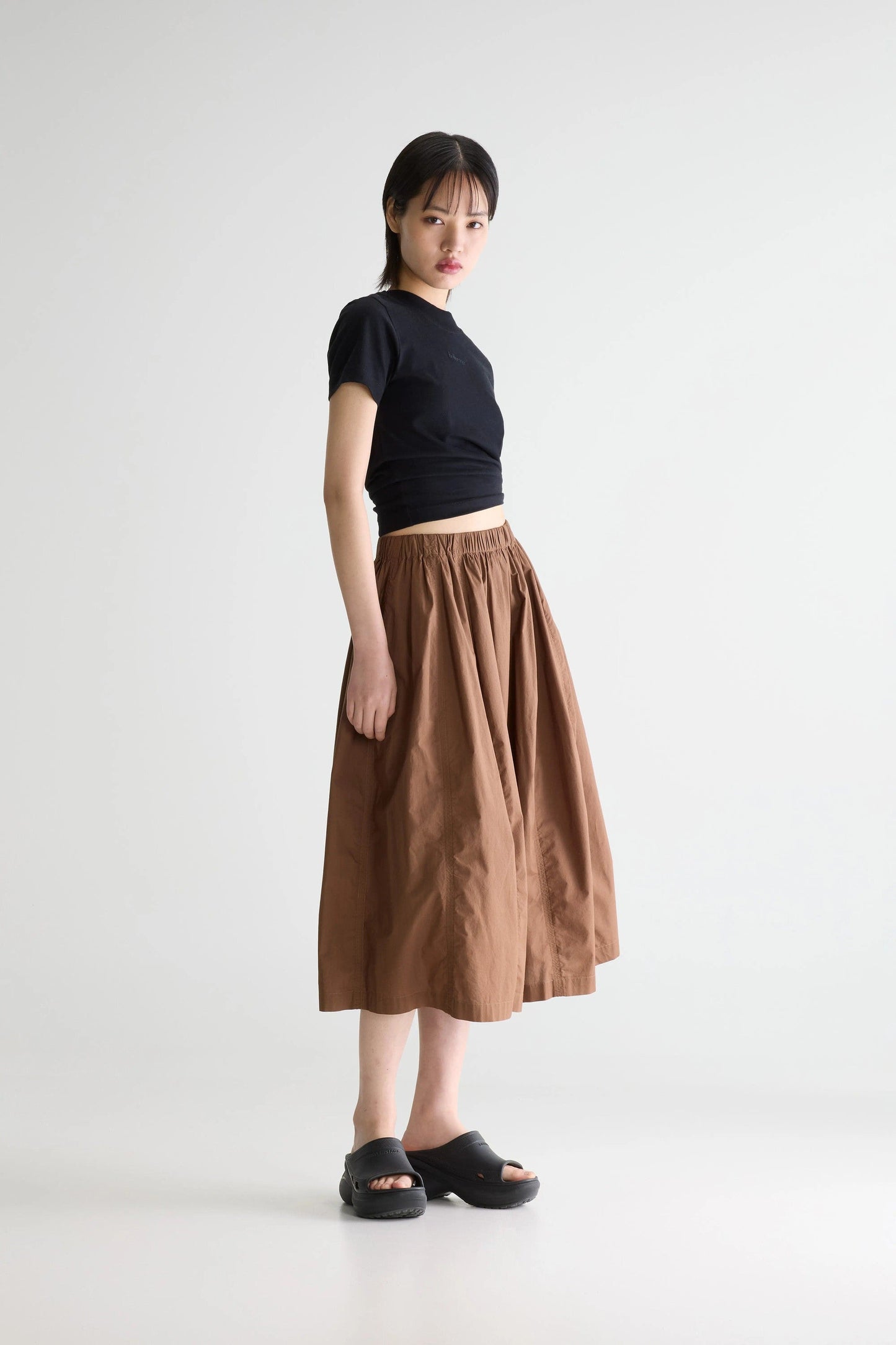 BELLEROSE | Cinley Midi Skirt in Lightweight Cotton - Chocolate