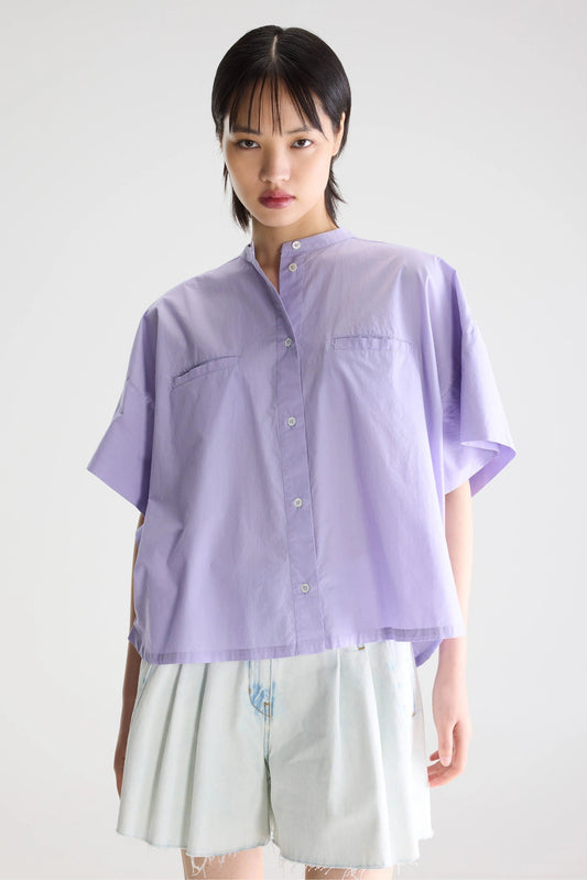Women Button-Down Blouse Organic Cotton Poplin - Iris