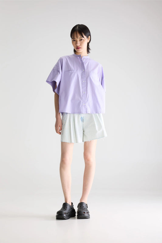 Women Button-Down Blouse Organic Cotton Poplin - Iris