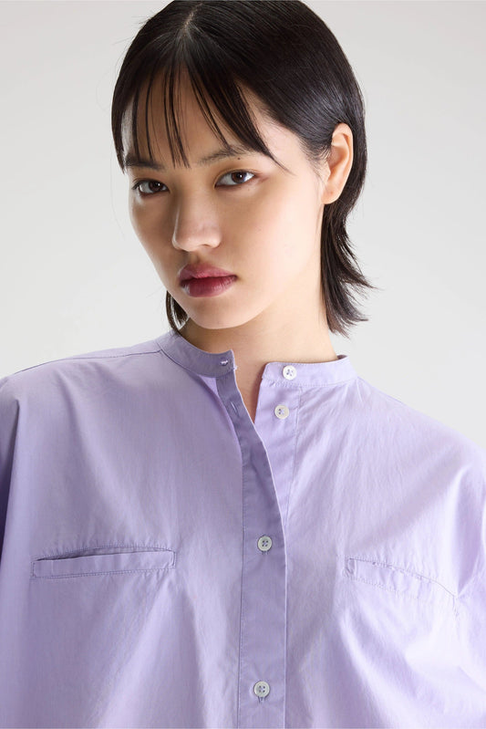 Women Button-Down Blouse Organic Cotton Poplin - Iris