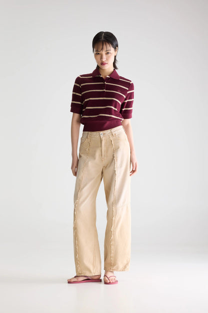 Men's Polo Shirt Regular-Fit Terry Cloth - Burgundy Stripe Stripe-A