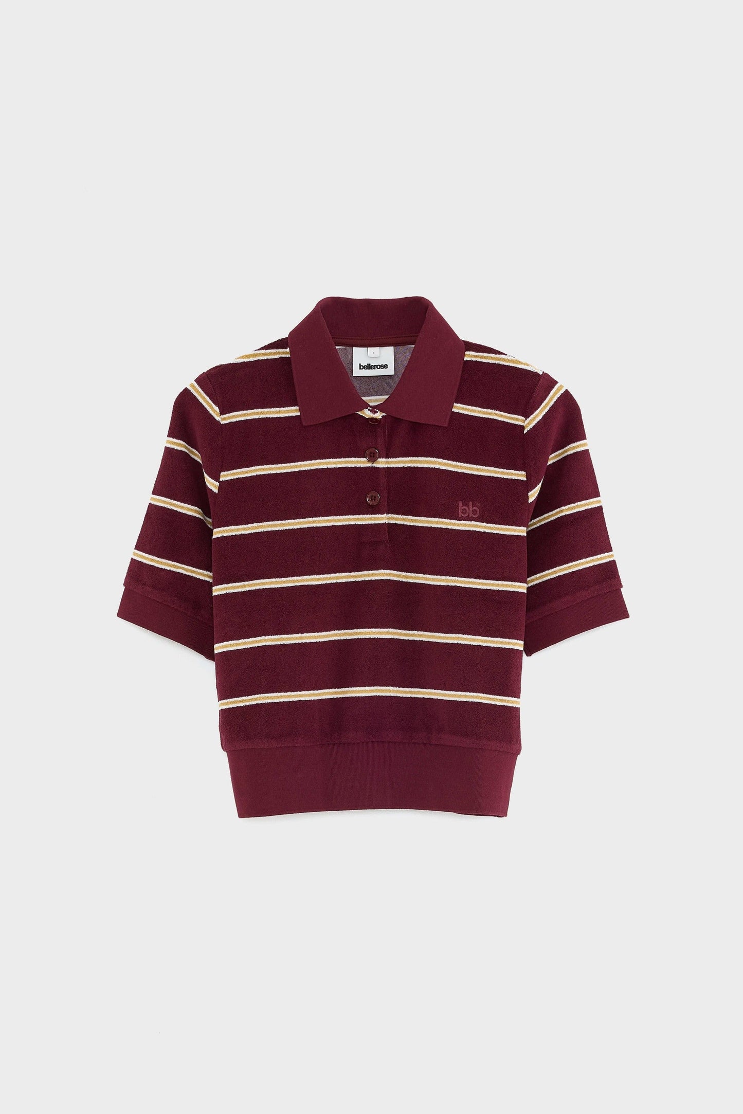Men's Polo Shirt Regular-Fit Terry Cloth - Burgundy Stripe Stripe-A
