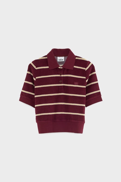 Men's Polo Shirt Regular-Fit Terry Cloth - Burgundy Stripe Stripe-A