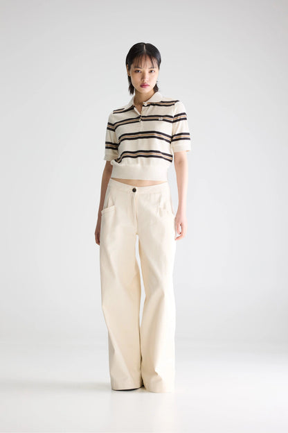 Men's Polo Shirt Terry Cloth - Burgundy Yellow Stripe Stripe-B