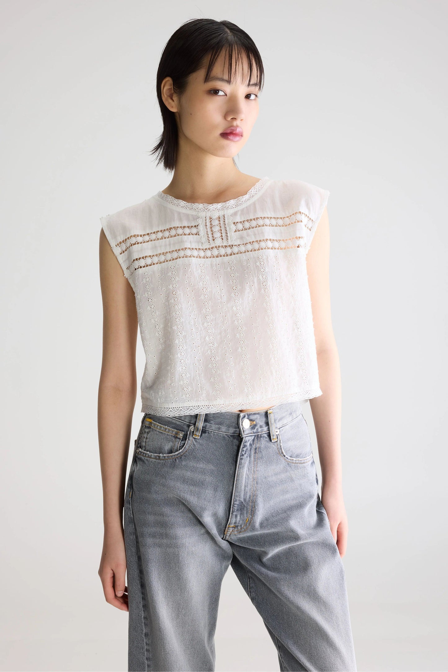 Bellerose | Blouse Donna - Cropped Cotton Eyelet & Lace