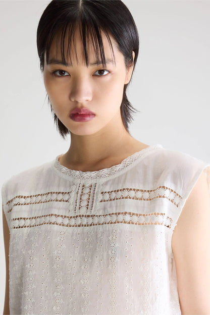 Bellerose | Blouse Donna - Cropped Cotton Eyelet & Lace