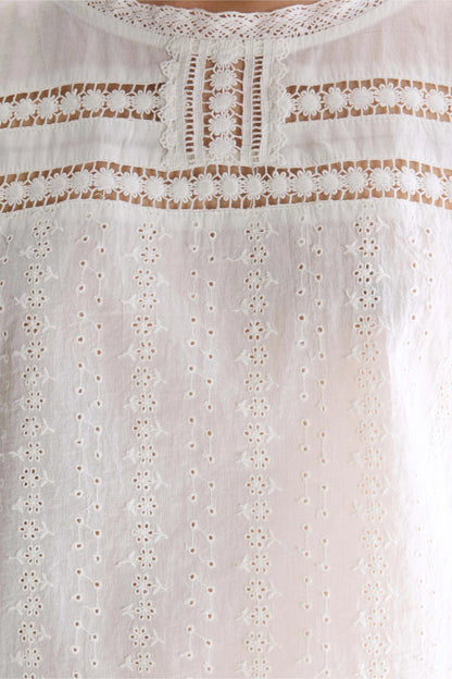 Bellerose | Blouse Donna - Cropped Cotton Eyelet & Lace