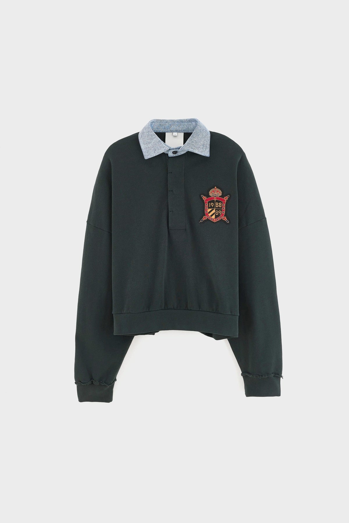 Bellerose | Bottle Green Polo Sweatshirt - Denim Collar Jet-Set