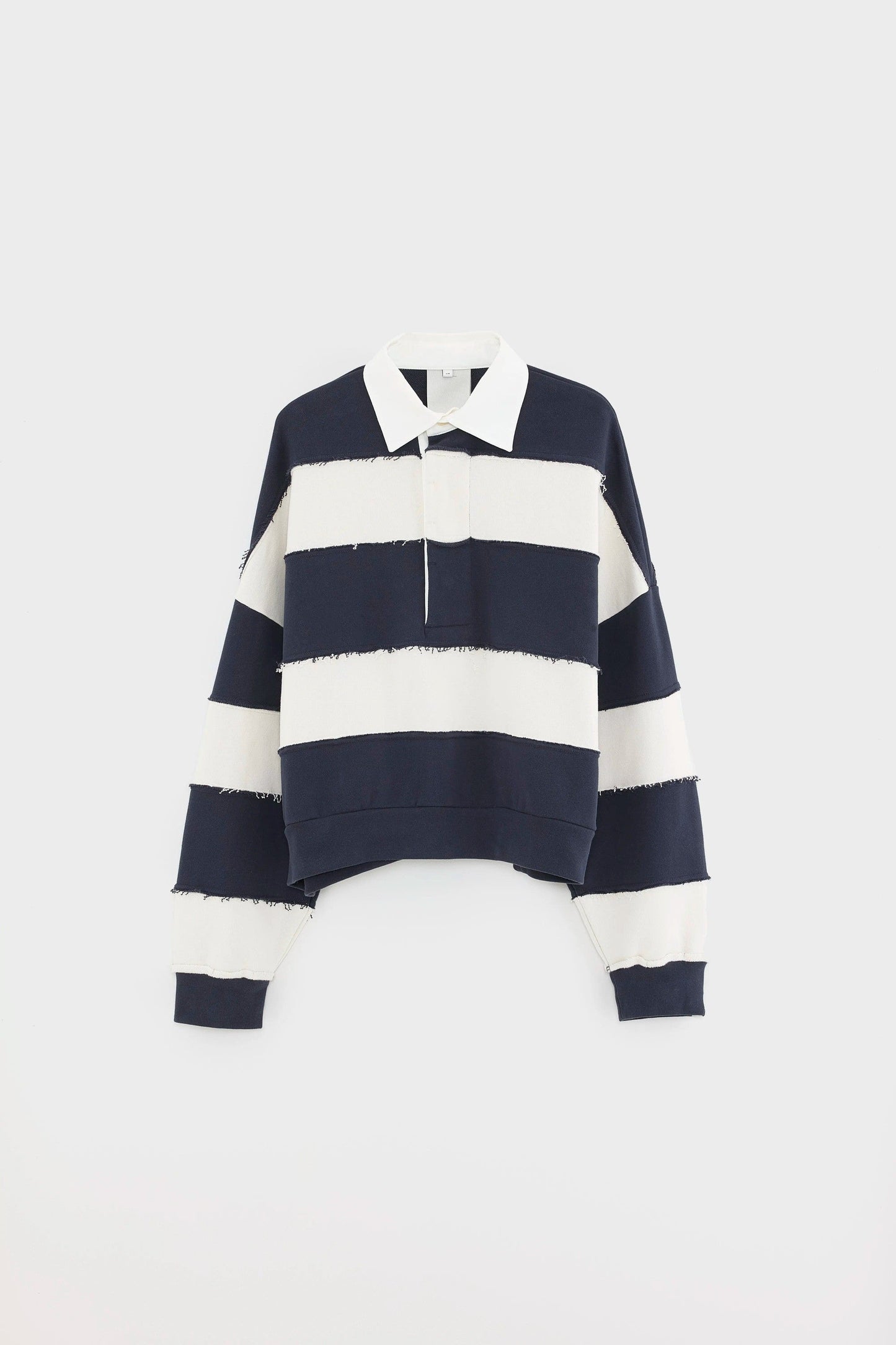 Women's Oversized Rugby-Style Sweatshirt Cotton - Khaki Mint Stripe Combo-A