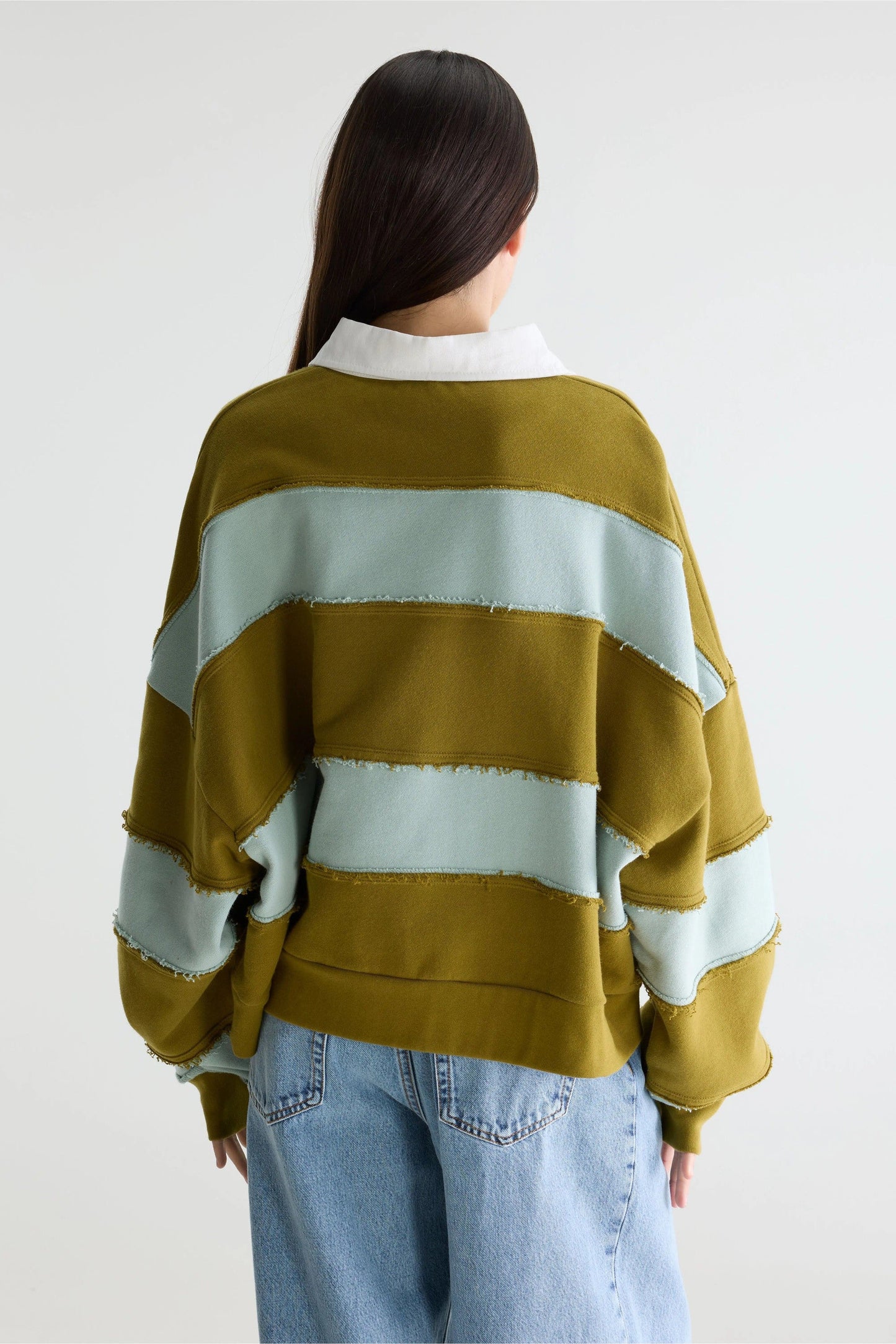 Bellerose | Rugby Sweatshirt in Mint & Khaki Poplin Combo-B