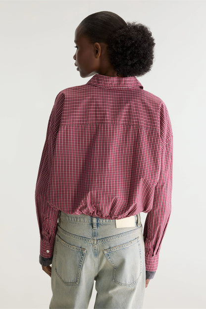 BELLEROSE | Cropped Pinstripe Shirt with Elastic Hem Check-G