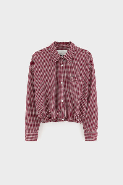 BELLEROSE | Cropped Pinstripe Shirt with Elastic Hem Check-G