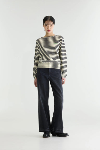 Bellerose | Gerhi Striped Pullover - Boat Neck in Ecru & Navy Stripe-A
