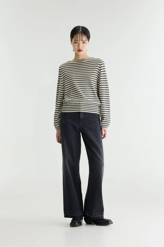Bellerose | Gerhi Striped Pullover - Boat Neck in Ecru & Navy