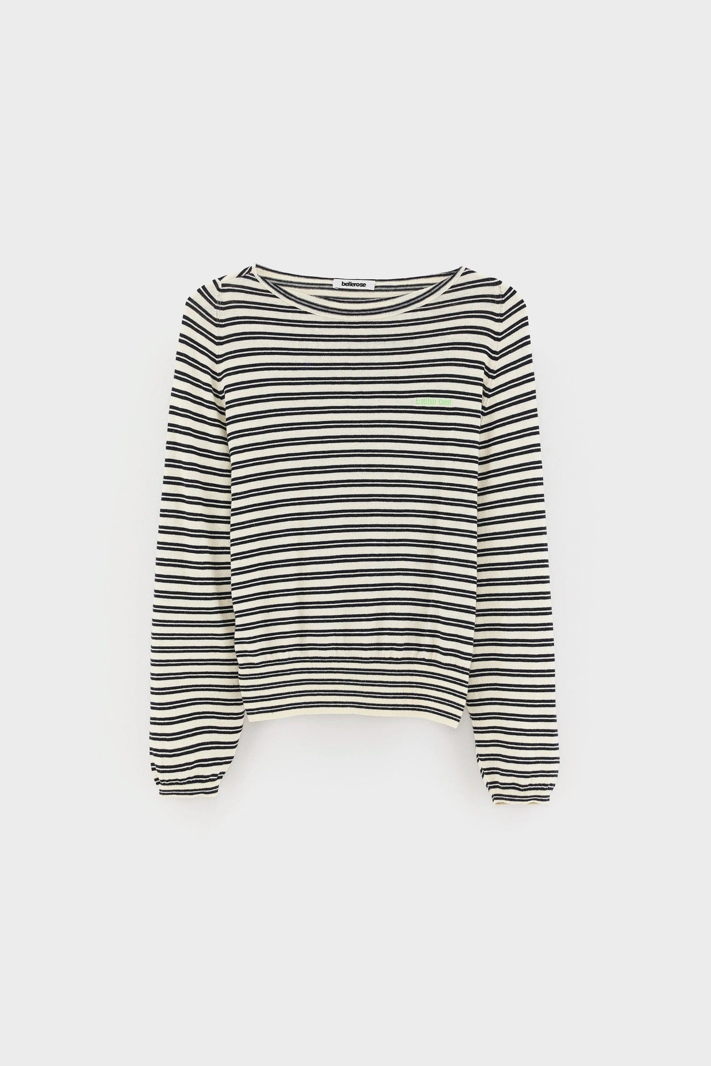Bellerose | Gerhi Striped Pullover - Boat Neck in Ecru & Navy Stripe-A