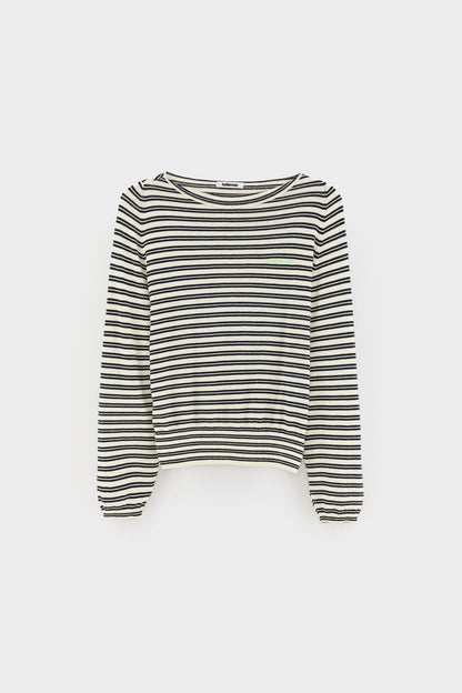 Bellerose | Gerhi Striped Pullover - Boat Neck in Ecru & Navy Stripe-A