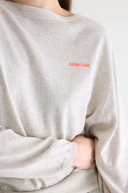 Bellerose | Relaxed Boatneck Pullover - Light Grey Fine-Gauge Knit Oyster