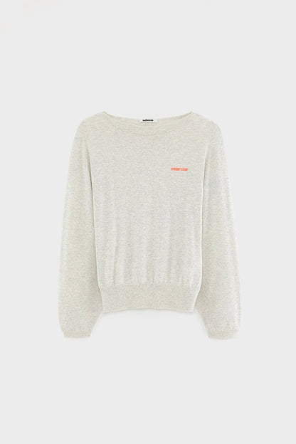 Bellerose | Relaxed Boatneck Pullover - Light Grey Fine-Gauge Knit Oyster
