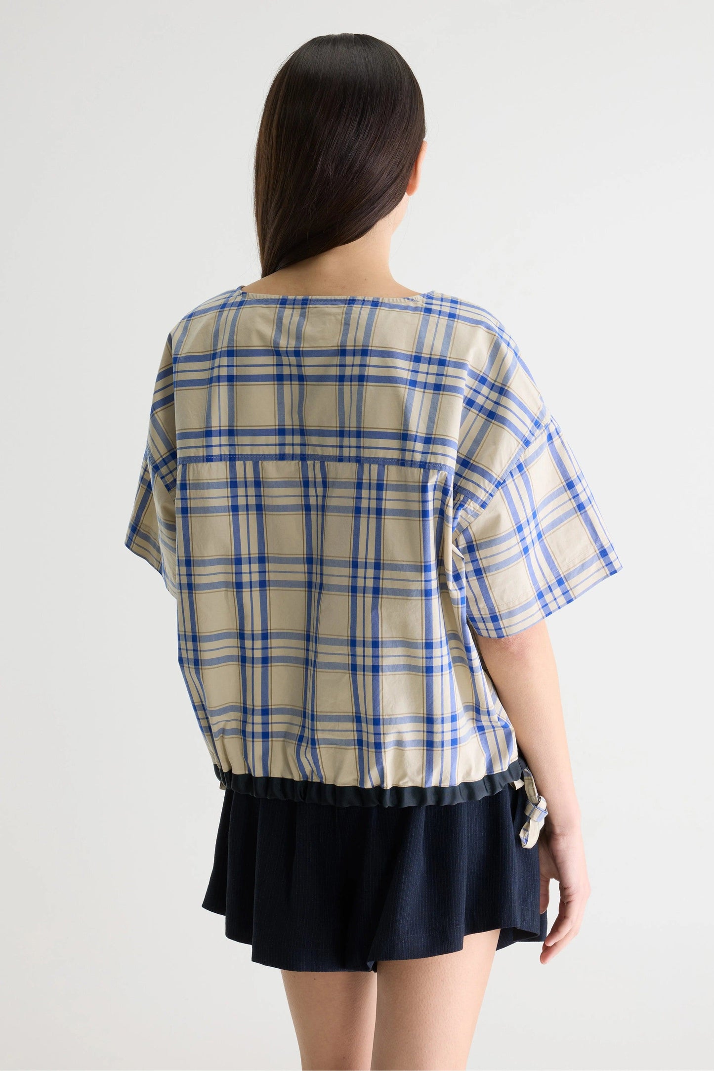 Bellerose | Gian Blouse - Boxy Cotton with Drawstring Hem Check-D