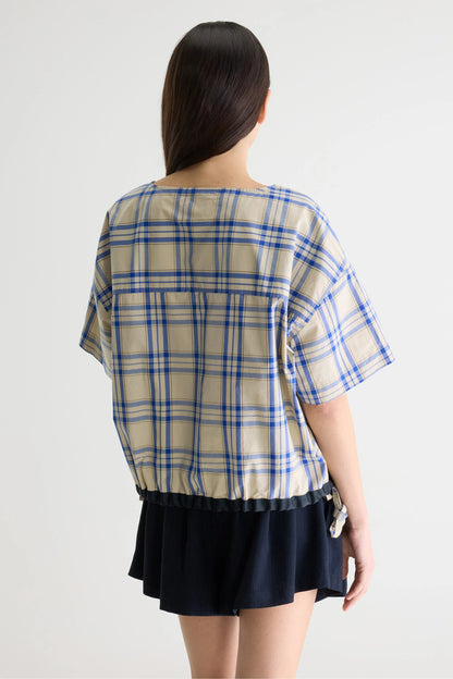 Bellerose | Gian Blouse - Boxy Cotton with Drawstring Hem Check-D
